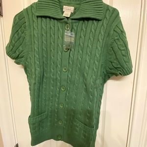 NWOT LL Bean short sleeve button down sweater